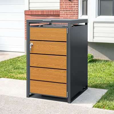 SoBuy | Mülltonnenboxen | 1er Mülltonnenbox 240l abschließbar | Dark Gray | 69×80×116 cm | OGS63-N
