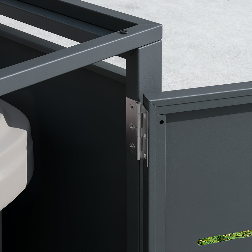 SoBuy | Mülltonnenboxen | Mülltonnenbox 2er 240l Metall abschließbar | Dark Gray | OGS64-DG