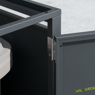 SoBuy | Mülltonnenboxen | Mülltonnenbox 2er 240l Metall abschließbar | Dark Gray | OGS64-DG