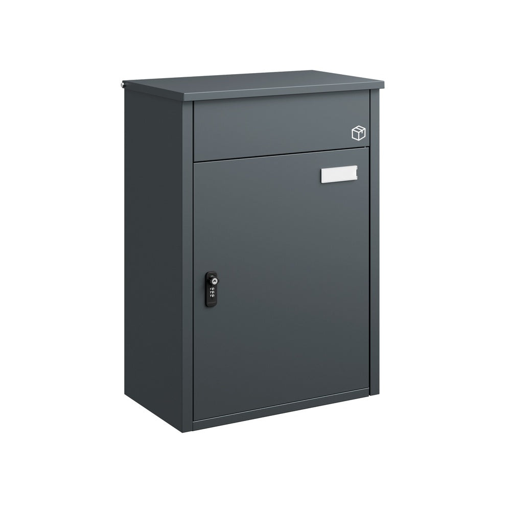 SoBuy Paketbox mit Briefkasten Paketbox Anthrazit mit Zahlenschloss Dunkelgrau OGS65-DG