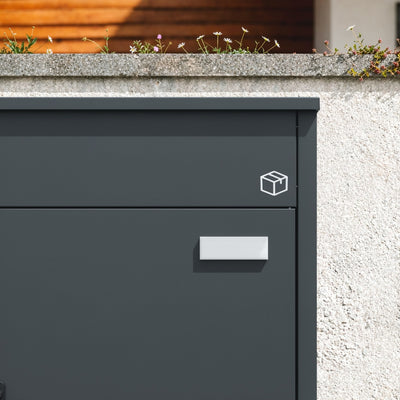 SoBuy Paketbox mit Briefkasten Paketbox Anthrazit mit Zahlenschloss Dunkelgrau OGS65-DG