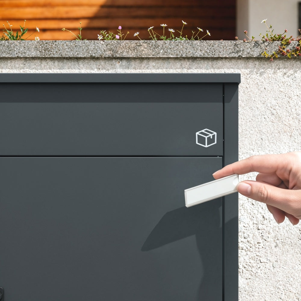 SoBuy Paketbox mit Briefkasten Paketbox Anthrazit mit Zahlenschloss Dunkelgrau OGS65-DG