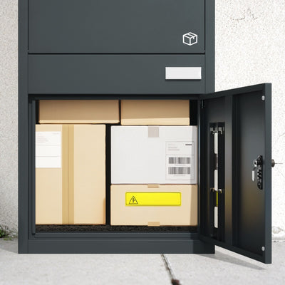 SoBuy Paketbox mit Briefkasten Paketbox XXL in Anthrazit mit Briefkasten Dunkelgrau OGS66-DG