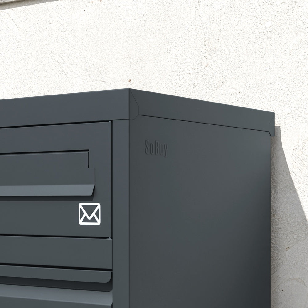 SoBuy Paketbox mit Briefkasten Paketbox Anthrazit XXL freistehend Dunkelgrau 55×41.3×112 cm OGS67-DG