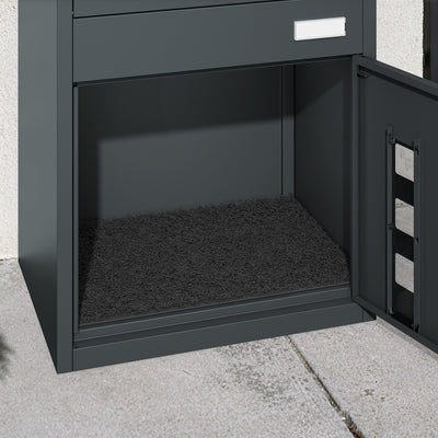 SoBuy Paketbox mit Briefkasten Paketbox Anthrazit XXL freistehend Dunkelgrau 55×41.3×112 cm OGS67-DG