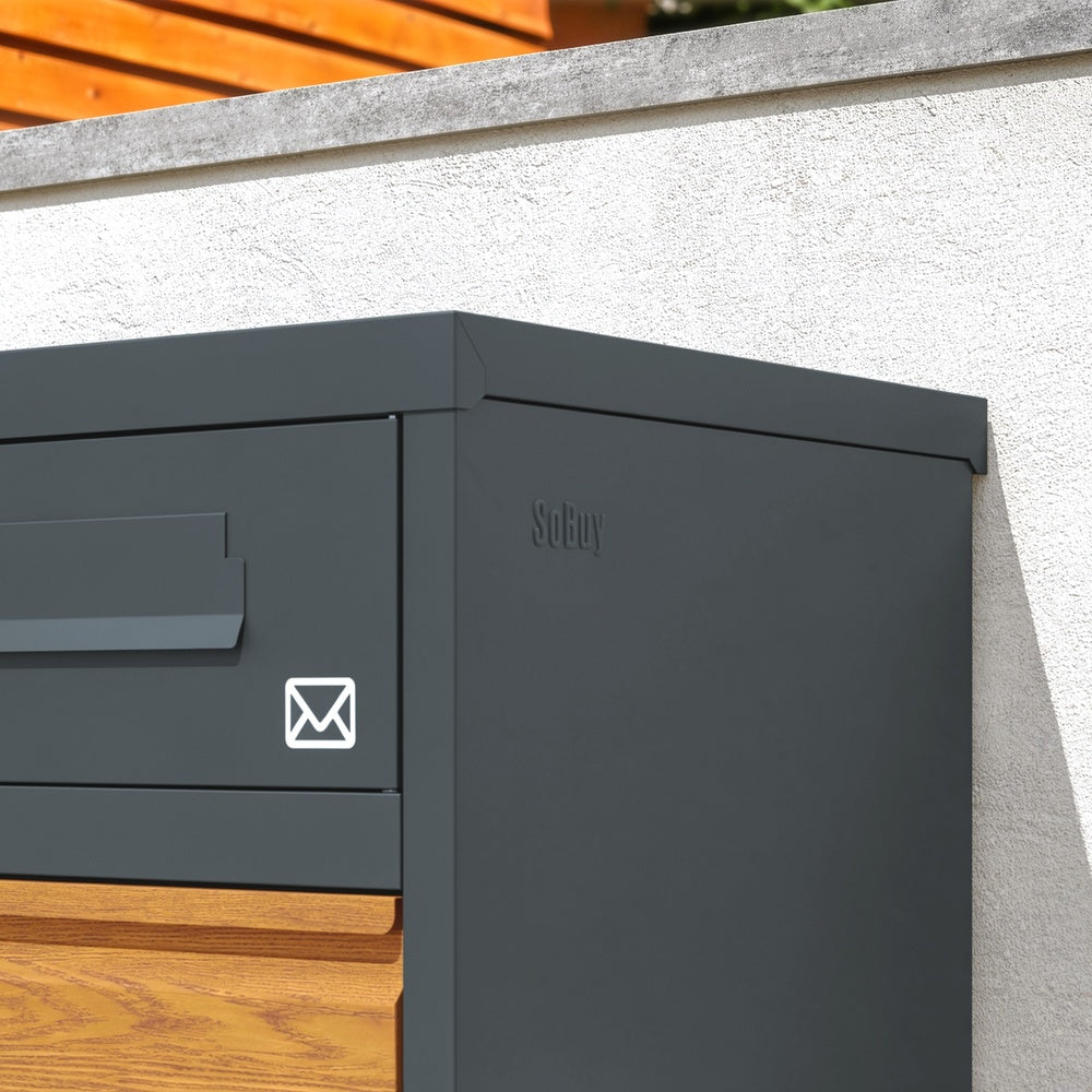 SoBuy Paketbox mit Briefkasten XXL Paketbriefkasten freistehend in Anthrazit Dunkelgrau OGS67-N