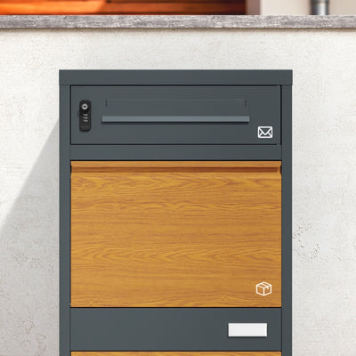 SoBuy Paketbox mit Briefkasten XXL Paketbriefkasten freistehend in Anthrazit Dunkelgrau OGS67-N