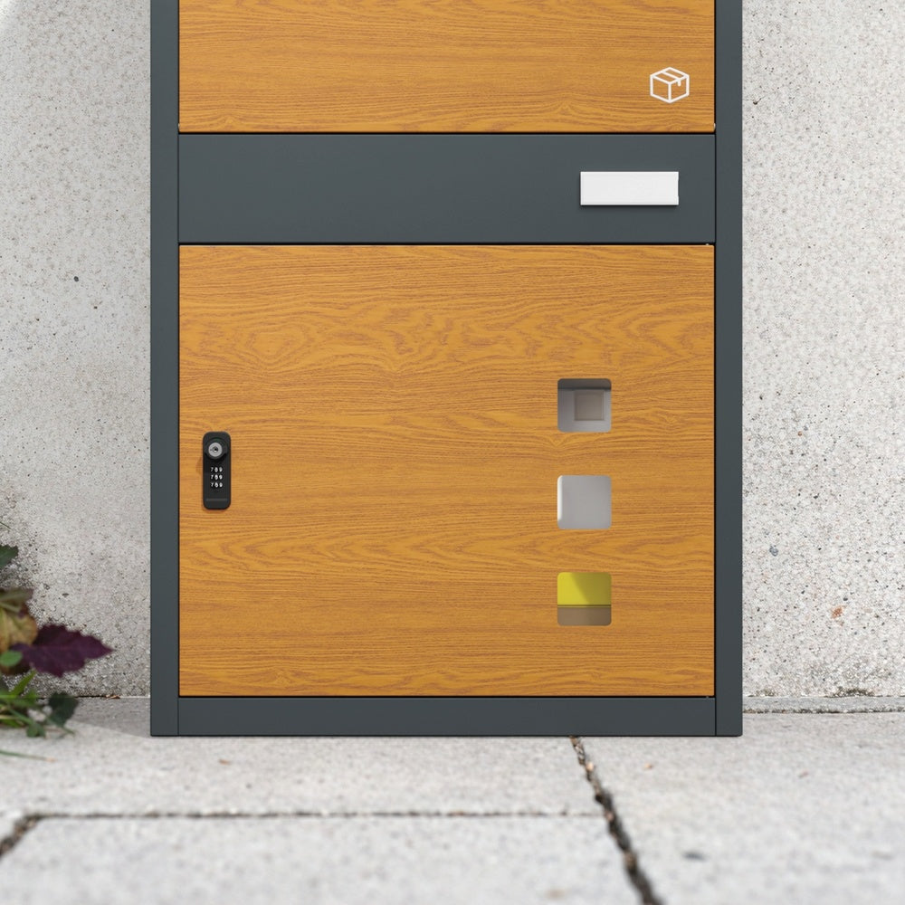 SoBuy Paketbox mit Briefkasten XXL Paketbriefkasten freistehend in Anthrazit Dunkelgrau OGS67-N