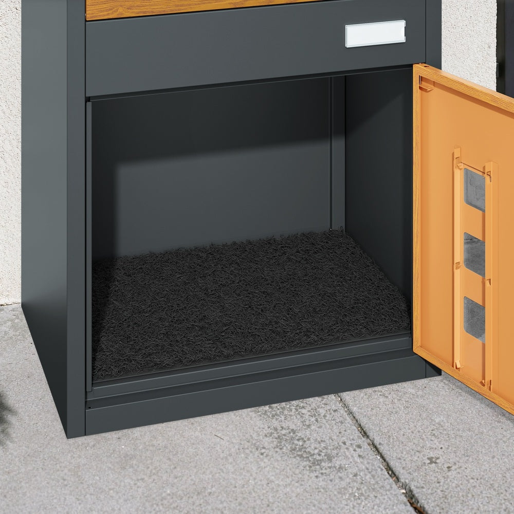 SoBuy Paketbox mit Briefkasten XXL Paketbriefkasten freistehend in Anthrazit Dunkelgrau OGS67-N