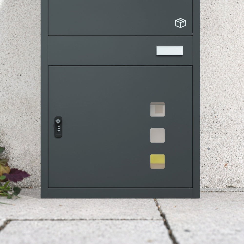 SoBuy Paketbox mit Briefkasten Paketbox XXL Anthrazit mit Briefkasten Dunkelgrau OGS68-DG