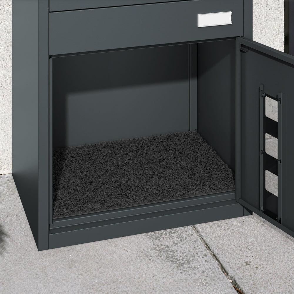 SoBuy Paketbox mit Briefkasten Paketbox XXL Anthrazit mit Briefkasten Dunkelgrau OGS68-DG