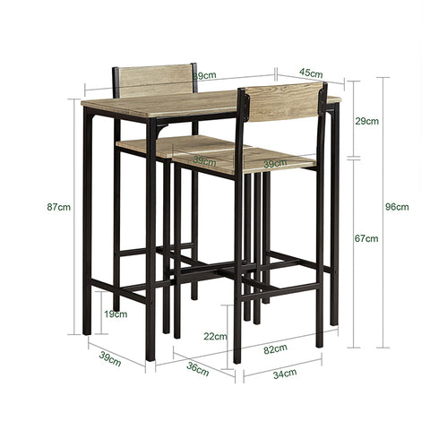 SoBuy | Bartisch mit 2 Hockern | Bartisch set | 3-teilig | OGT03-N