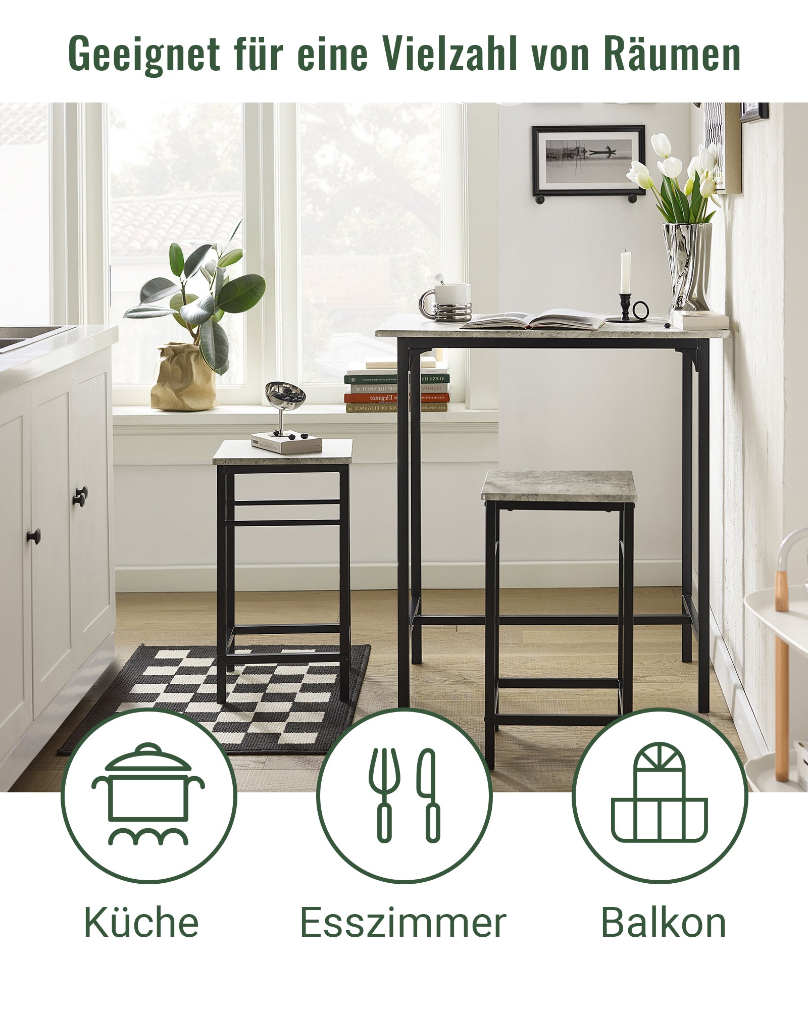 SoBuy | Bartisch mit 2 Hockern | Bartisch set | 3-teilig | OGT10-HG