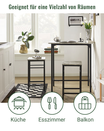 SoBuy | Bartisch mit 2 Hockern | Bartisch set | 3-teilig | OGT10-HG