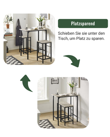SoBuy | Bartisch mit 2 Hockern | Bartisch set | 3-teilig | OGT10-HG