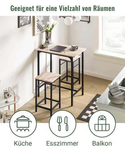 SoBuy | Bartisch mit 2 Hockern | Bartisch set | 3-teilig | OGT10-N