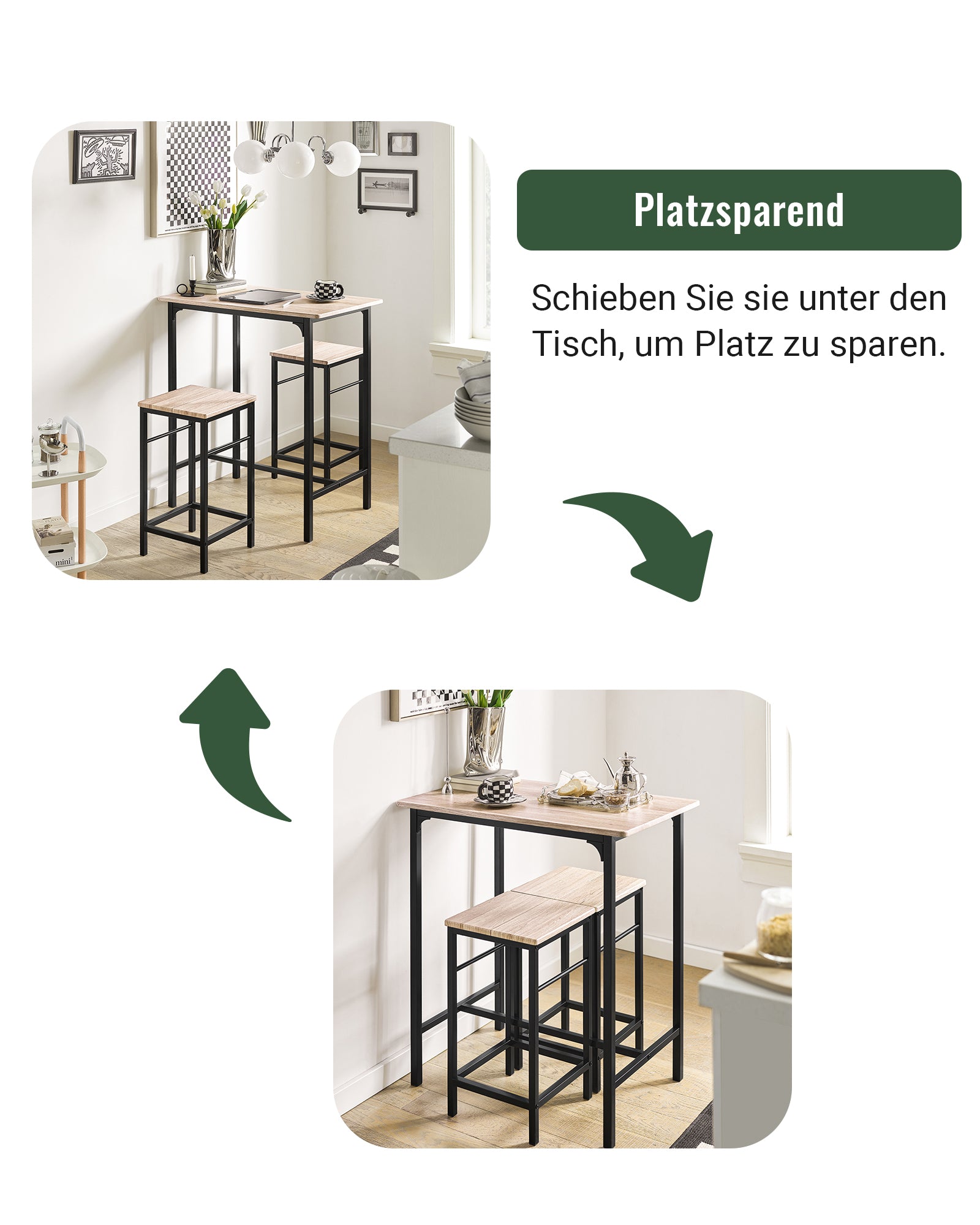 SoBuy | Bartisch mit 2 Hockern | Bartisch set | 3-teilig | OGT10-N