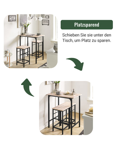 SoBuy | Bartisch mit 2 Hockern | Bartisch set | 3-teilig | OGT10-N