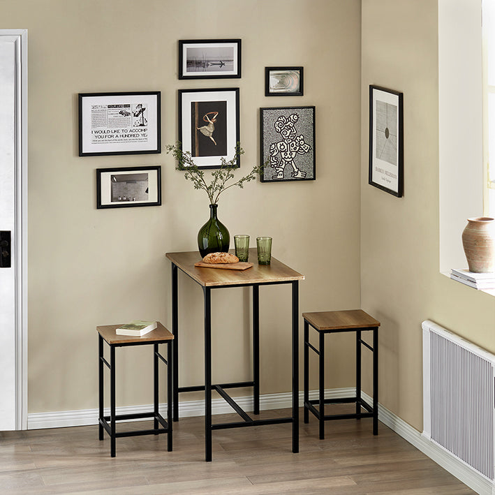 SoBuy | Bartisch mit 2 Hockern | Bartisch set | 3-teilig Bistrotisch | Vintage | OGT10-PF