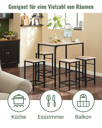 SoBuy | Bartisch mit 4 Hockern | Bartisch set | 5-teilig | OGT11-N