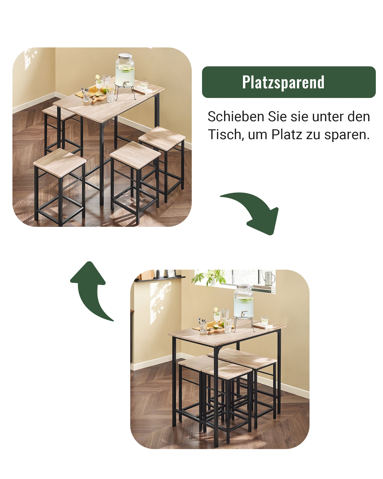 SoBuy | Bartisch mit 4 Hockern | Bartisch set | 5-teilig | OGT11-N
