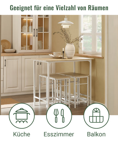 SoBuy | Bartisch Set | 5-teilig | Esstisch | Bistrotisch mit 4 Stühlen | Sitzgruppe | OGT11-WN