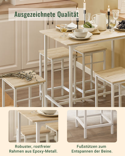 SoBuy | Bartisch Set | 5-teilig | Esstisch | Bistrotisch mit 4 Stühlen | Sitzgruppe | OGT11-WN
