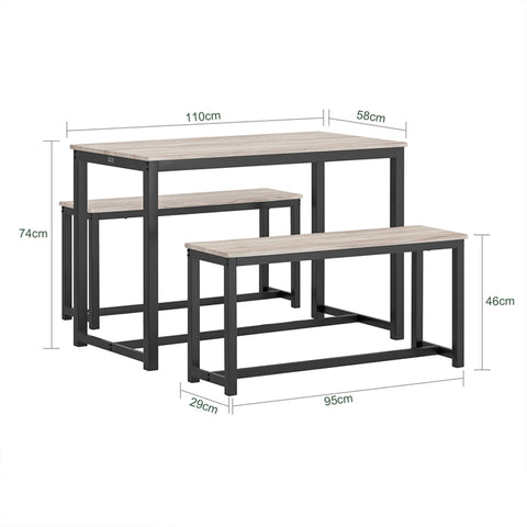 SoBuy | 3-teilig Essgruppe | Sitzgruppe | Küchentisch-Set | OGT25-HN