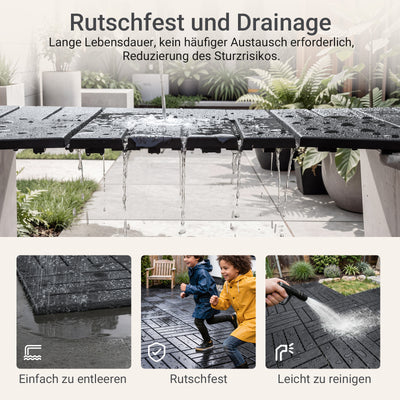 Vorverkauf | SoBuy | Balkonfliesen 35er Set aus WPC | Wetterfeste Klickfliesen für Balkon & Terrasse in Grau, 30,5 x 30,5 cm | SDA15-HG