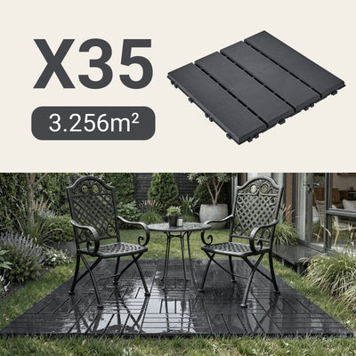 Vorverkauf | SoBuy | Balkonfliesen 35er Set aus WPC | Wetterfeste Klickfliesen für Balkon & Terrasse in Grau, 30,5 x 30,5 cm | SDA15-HG