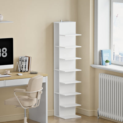 SoBuy | Regale & Bücherregale | Schmales Bücherregal Weiß mit 7 Fächern | Weiß | STR14-H-W