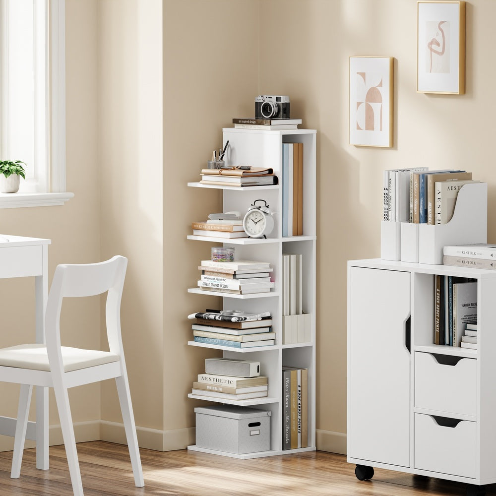 SoBuy | Regale & Bücherregale | Bücherregal Weiß Schmal | Weiß | 30×32.5×110.5 cm | STR14-W