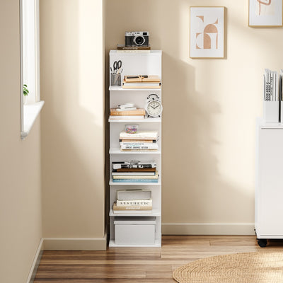 SoBuy | Regale & Bücherregale | Bücherregal Weiß Schmal | Weiß | 30×32.5×110.5 cm | STR14-W