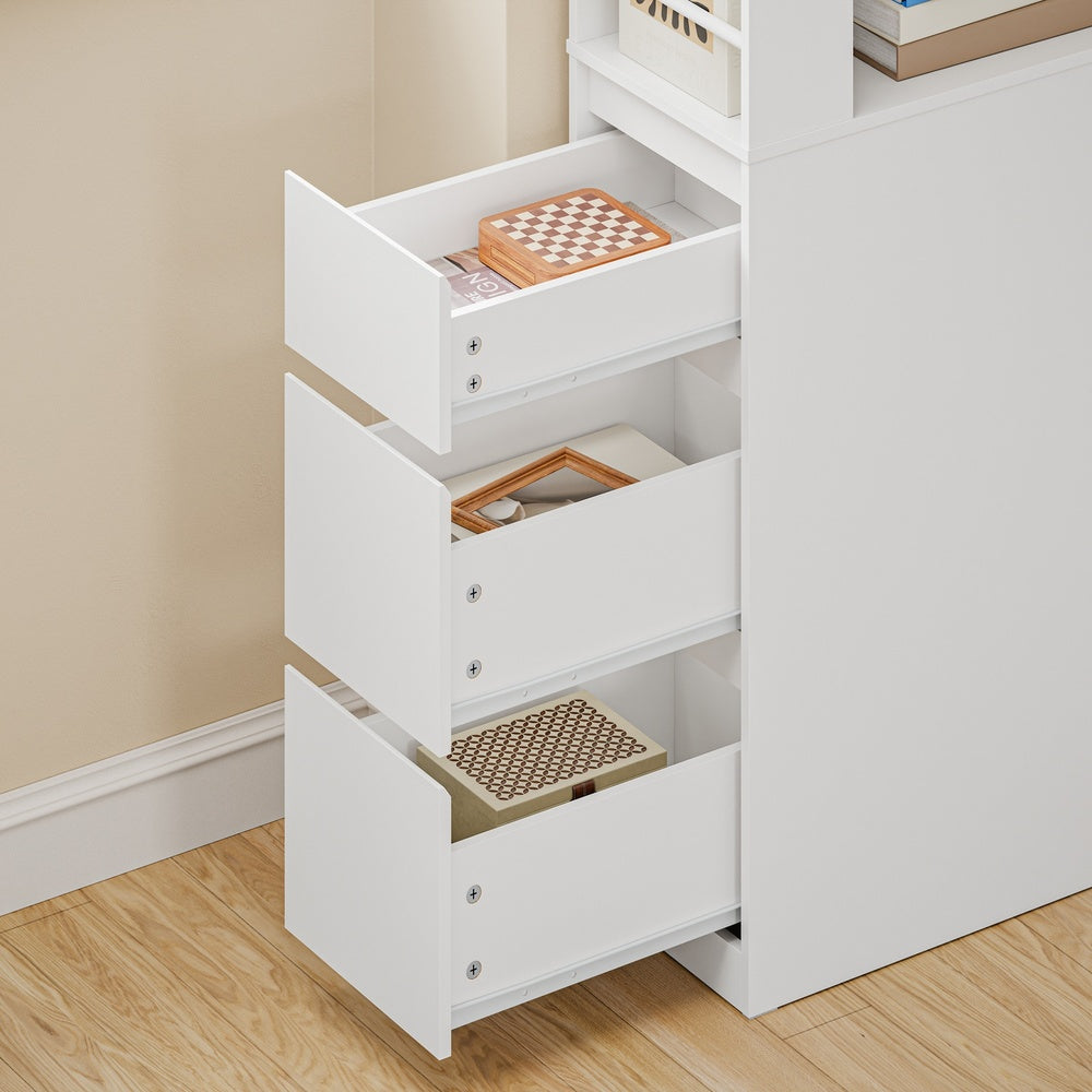 SoBuy Bücherregal Schmal für Nische & kleine Räume Weiß 28×50×170 cm STR15-W