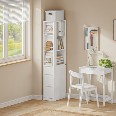 SoBuy Bücherregal Schmal für Nische & kleine Räume Weiß 28×50×170 cm STR15-W