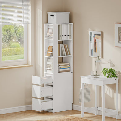 SoBuy Bücherregal Schmal für Nische & kleine Räume Weiß 28×50×170 cm STR15-W