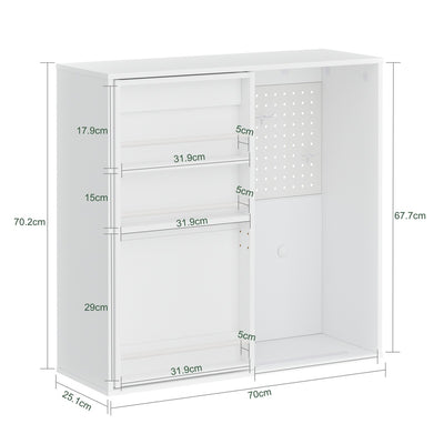 SoBuy | Wand Bücherregal | Wandschrank Weiß hängend mit offenen Fächern | Weiß | STR16-W