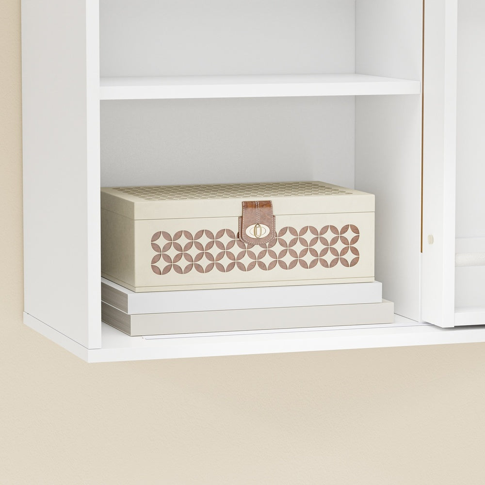 SoBuy | Wand Bücherregal | Wandschrank Weiß hängend mit offenen Fächern | Weiß | STR16-W