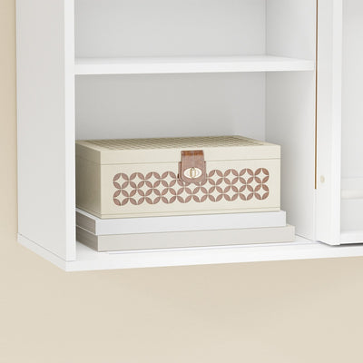 SoBuy | Wand Bücherregal | Wandschrank Weiß hängend mit offenen Fächern | Weiß | STR16-W