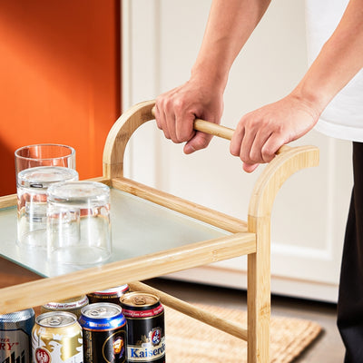 SoBuy | Servierwagen | Küchenwagen | Küchenregal | Rollwagen | Natur | SVW24-N