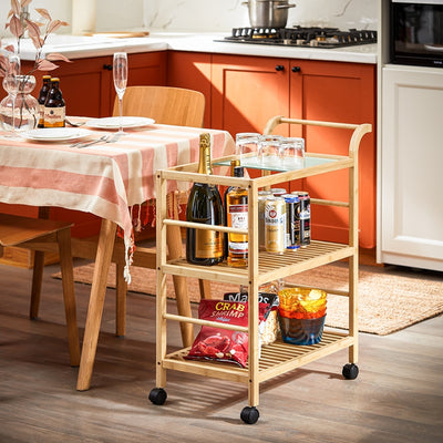 SoBuy | Servierwagen | Küchenwagen | Küchenregal | Rollwagen | Natur | SVW24-N
