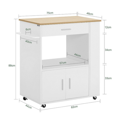SoBuy | Küchenwagen Servierwagen | Weiß | 82x88x46cm | FKW113-WN