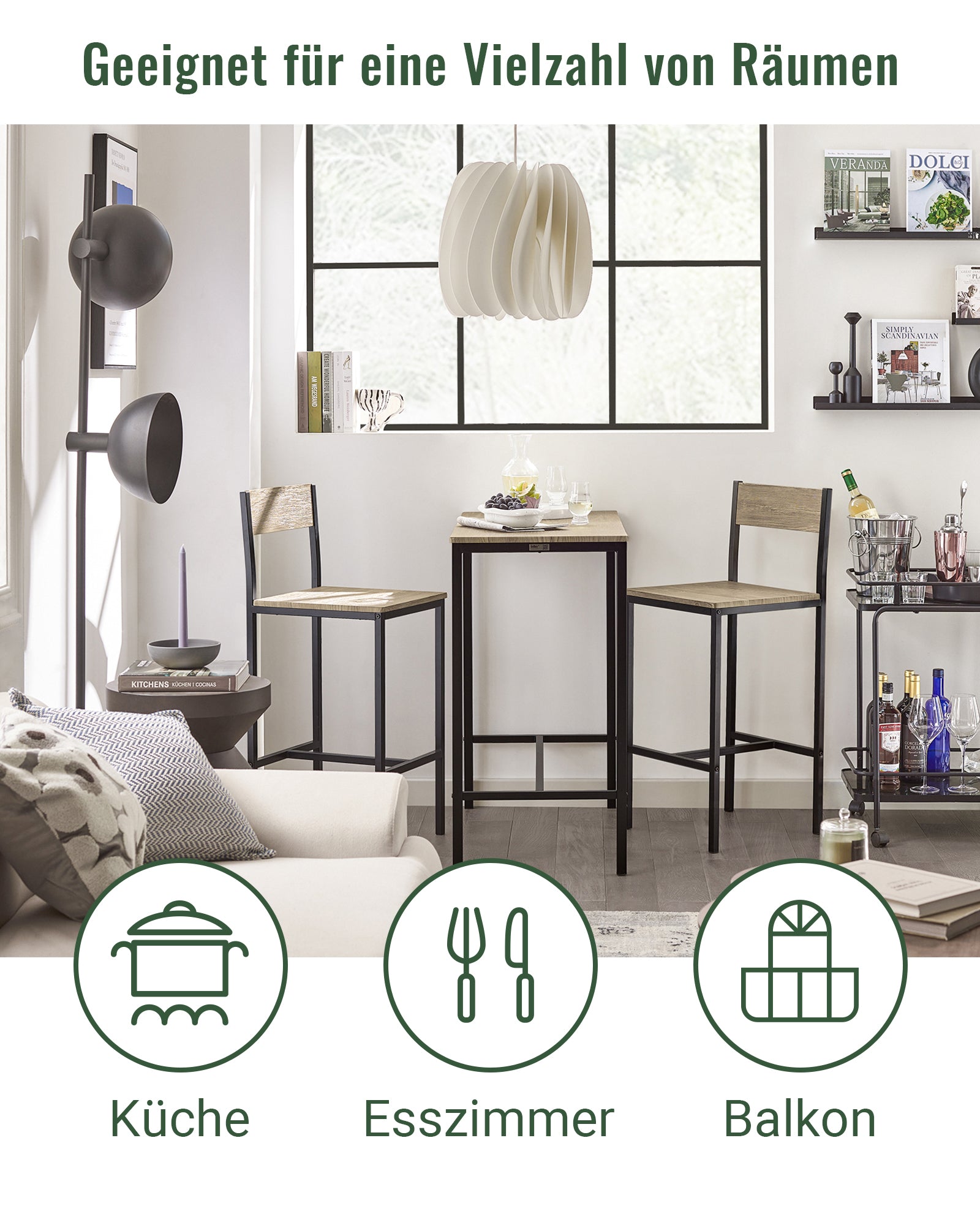 SoBuy | Bartisch mit 2 Hockern | Bartisch set | 3-teilig | OGT03-N