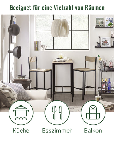 SoBuy | Bartisch mit 2 Hockern | Bartisch set | 3-teilig | OGT03-N