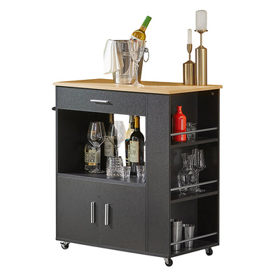 SoBuy Küchenwagen Servierwagen Für Küche, Wohnzimmer, Esszimmer Schwarz 82x88x46cm FKW113-SCH