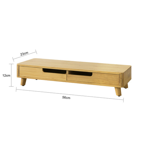 SoBuy | Design Monitorerhöhung | Monitorständer mit 2 Schubladen | Bambus | BBF06-N