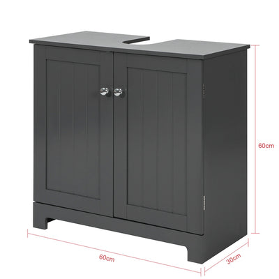 SoBuy | Waschbeckenunterschrank | Badezimmerschrank Dunkelgrau | Landhaus | BZR18-DG