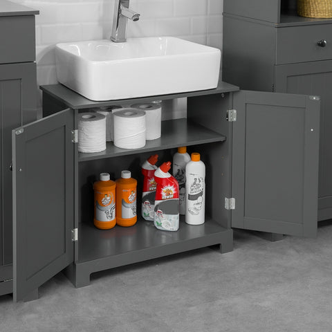 Sobuy | Dřezová skříňka | Koupelnová skříňka tmavě šedá | Landhaus | BZR18 DG