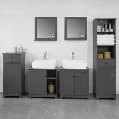SoBuy | Waschbeckenunterschrank | Badezimmerschrank Dunkelgrau | Landhaus | BZR18-DG