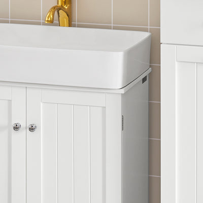 SoBuy | Waschbeckenunterschrank | Badezimmerschrank Weiß | Landhaus | BZR18-W